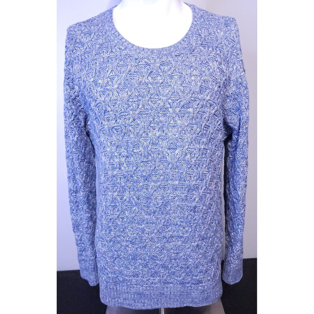 Jeanne Pierre Womens Size XL Knit‎ Crewneck Textured Cotton Sweater Blue